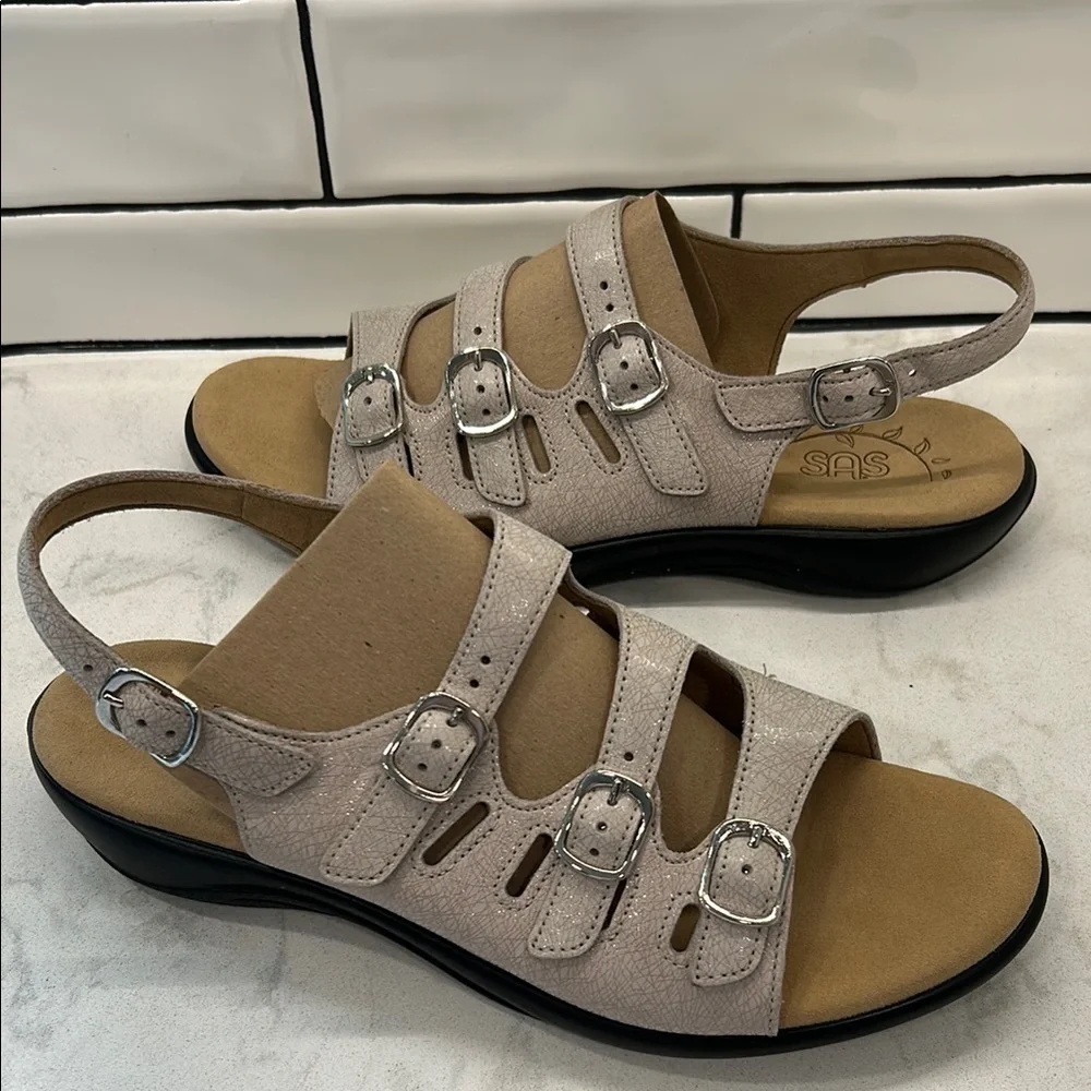 SAS Mystic Web Linen‎ Women's Leather Cream Sandals Tripad Comfort 11N